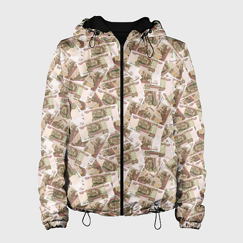 Женская куртка Купюры 100 рублей / 3D-Черный – фото 1