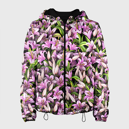 Женская куртка Лилии цветут / 3D-Черный – фото 1