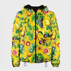 Куртка с капюшоном женская Лето Фрукты, цвет: 3D-черный