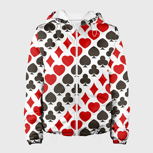 Женская куртка Карточные Масти Card Suits / 3D-Белый – фото 1
