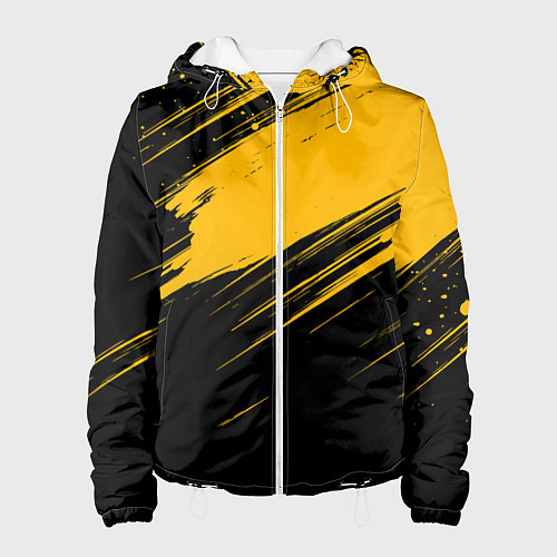 Женская куртка Black and yellow grunge / 3D-Белый – фото 1