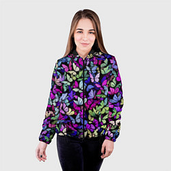 Куртка с капюшоном женская Витражные бабочки, цвет: 3D-черный — фото 2