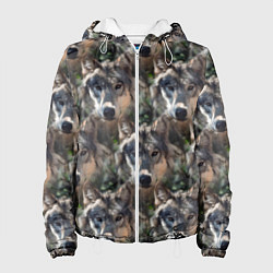 Куртка с капюшоном женская Волки клипарт wolfs, цвет: 3D-белый
