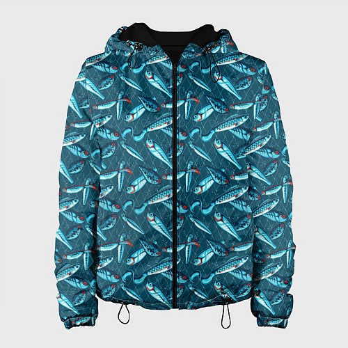 Женская куртка Воблеры рыбки / 3D-Черный – фото 1