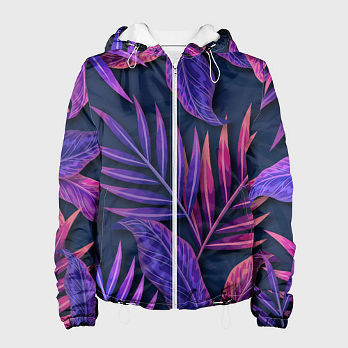 Женская куртка Neon Tropical plants pattern / 3D-Белый – фото 1