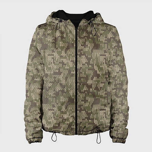 Женская куртка Вязаный Лесной Камуфляж / 3D-Черный – фото 1