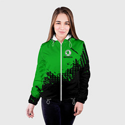 Куртка с капюшоном женская Skoda Auto Logo, цвет: 3D-белый — фото 2