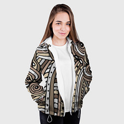 Куртка с капюшоном женская Абстрактный геометрический рисунок от руки Волны,, цвет: 3D-белый — фото 2