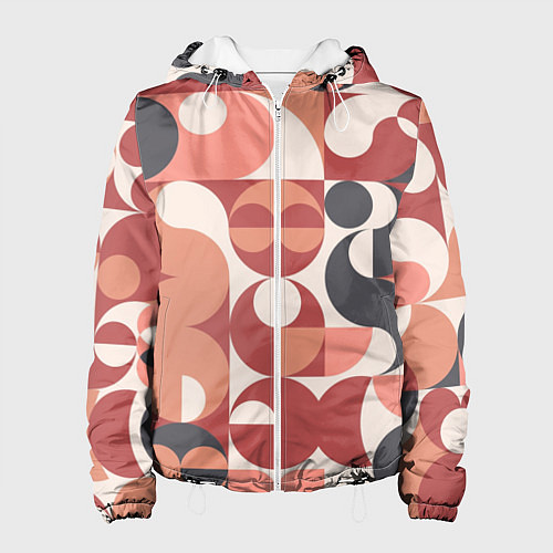 Женская куртка Геометрический орнамент оранж / 3D-Белый – фото 1