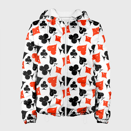 Женская куртка Пика, Черва, Крестя, Бубна / 3D-Белый – фото 1