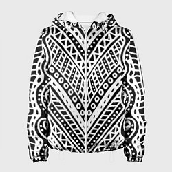 Женская куртка Абстракция черно-белая Волны, полосы, вензеля Моно