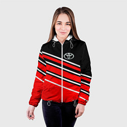 Куртка с капюшоном женская Toyot полосы, цвет: 3D-белый — фото 2