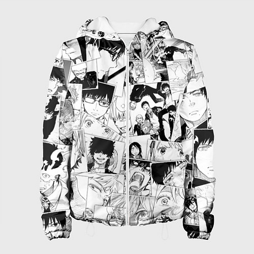 Женская куртка Синий Экзорцист паттерн / 3D-Белый – фото 1