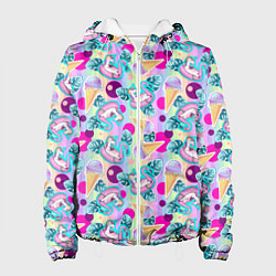 Женская куртка Единороги на радужном фоне с мороженым