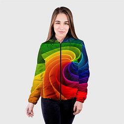 Куртка с капюшоном женская Спираль Модный узор 2023 Неон, цвет: 3D-черный — фото 2