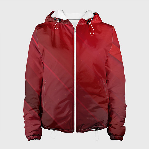 Женская куртка Полосы На красном Фоне / 3D-Белый – фото 1