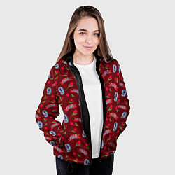 Куртка с капюшоном женская 9 мая, красная лента и тюльпаны, цвет: 3D-черный — фото 2