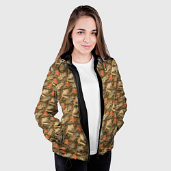 Куртка с капюшоном женская Гвоздики, золотой лавр, ленточки, цвет: 3D-черный — фото 2