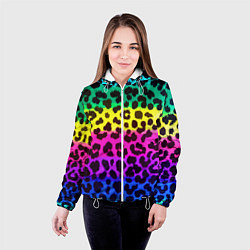 Куртка с капюшоном женская Leopard Pattern Neon, цвет: 3D-белый — фото 2