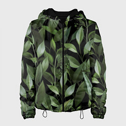 Куртка с капюшоном женская Цветы Стена Из Листьев, цвет: 3D-черный