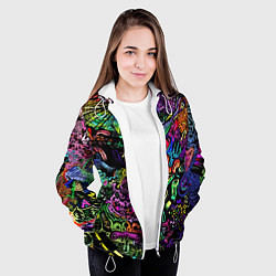 Куртка с капюшоном женская Абстрактный узор Vanguard Fashion Неон, цвет: 3D-белый — фото 2