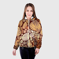 Куртка с капюшоном женская Коричнево-бежевые пастельные камушки с яркими паль, цвет: 3D-белый — фото 2