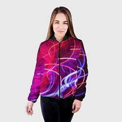 Куртка с капюшоном женская Неоновые огни Абстракция, цвет: 3D-черный — фото 2