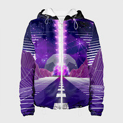 Куртка с капюшоном женская Vaporwave Neon Space, цвет: 3D-белый