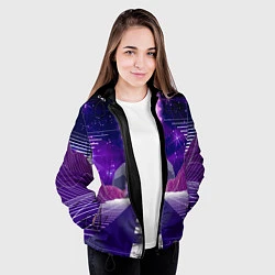 Куртка с капюшоном женская Vaporwave Neon Space, цвет: 3D-черный — фото 2