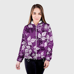 Куртка с капюшоном женская Фиолетовый вьюнок, цвет: 3D-белый — фото 2