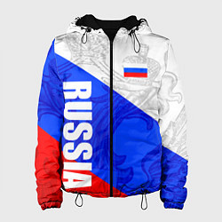 Куртка с капюшоном женская RUSSIA - SPORTWEAR - ТРИКОЛОР, цвет: 3D-черный