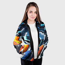 Куртка с капюшоном женская Abstraction expressive pattern, цвет: 3D-черный — фото 2