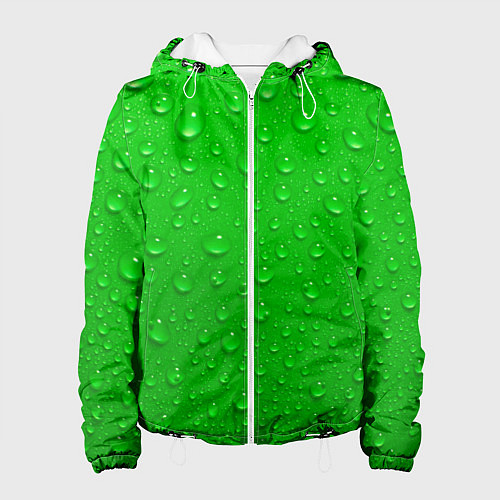 Женская куртка Зеленый фон с росой / 3D-Белый – фото 1