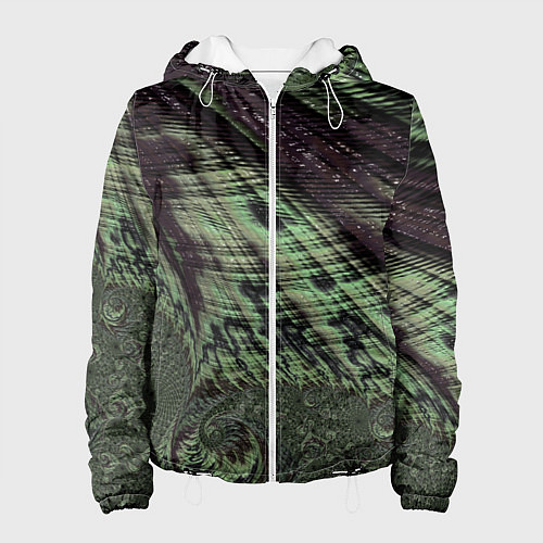 Женская куртка Камуфляжный змеиный фрактал / 3D-Белый – фото 1