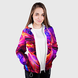 Куртка с капюшоном женская Abstract color neon composition Абстрактная неонов, цвет: 3D-белый — фото 2
