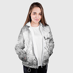 Куртка с капюшоном женская Ночь Луна Летучая мышь, цвет: 3D-белый — фото 2