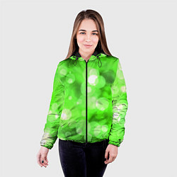 Куртка с капюшоном женская ЗЕЛЕНЫЕ КРУГИ И БЛИКИ, цвет: 3D-черный — фото 2