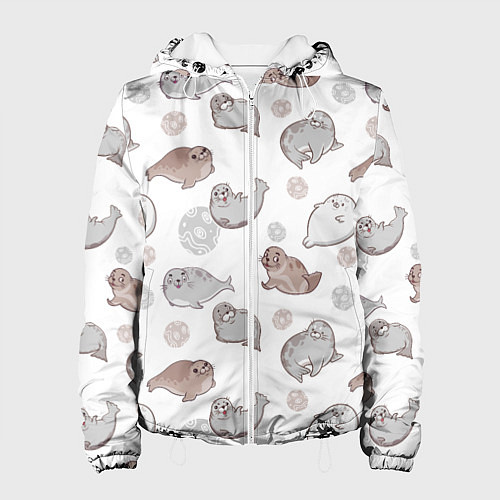 Женская куртка Милые тюлени / 3D-Белый – фото 1