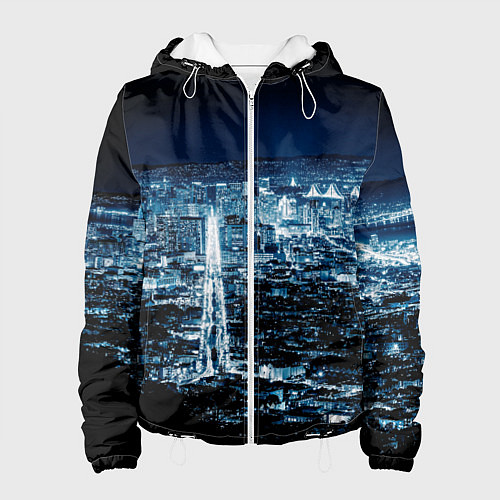 Женская куртка Ночной город night city / 3D-Белый – фото 1