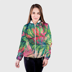 Куртка с капюшоном женская Тропический микс, цвет: 3D-белый — фото 2