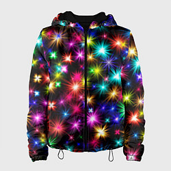 Куртка с капюшоном женская ЦВЕТНЫЕ ЗВЕЗДЫ COLORED STARS, цвет: 3D-черный