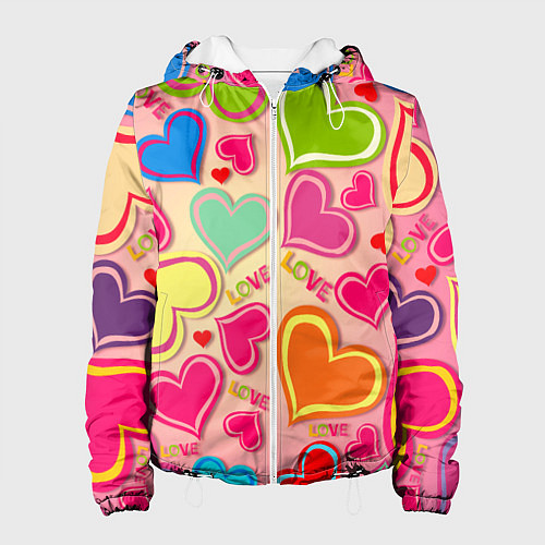 Женская куртка ЛЮБОВНЫЕ СЕРДЕЧКИ LOVE HEARTS / 3D-Белый – фото 1