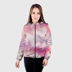 Куртка с капюшоном женская Абстракция розовое небо, цвет: 3D-черный — фото 2
