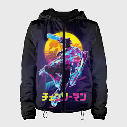 Куртка с капюшоном женская CHAINSAW MAN on the background of the moon, цвет: 3D-черный