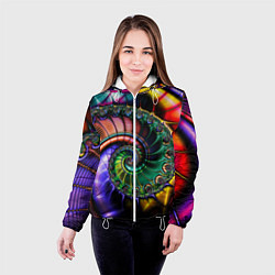 Куртка с капюшоном женская Красочная фрактальная спираль Colorful fractal spi, цвет: 3D-белый — фото 2