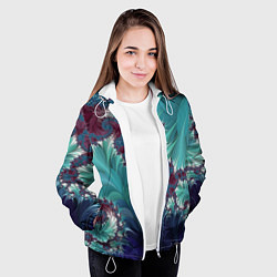Куртка с капюшоном женская Фрактальный растительный паттерн Fractal Plant Pat, цвет: 3D-белый — фото 2