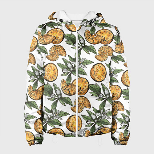 Женская куртка Узор из тропических апельсинов / 3D-Белый – фото 1