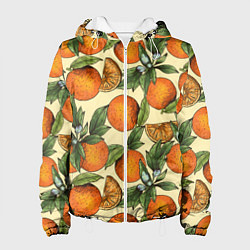Куртка с капюшоном женская Узор Апельсиновое настроение, цвет: 3D-белый
