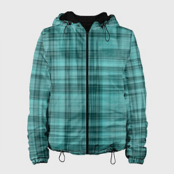 Куртка с капюшоном женская Клетчатый узор цвета морской волны checkered patte, цвет: 3D-черный