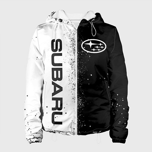 Женская куртка СУБАРУ - SUBARU ЧЕРНО БЕЛЫЕ БРЫЗГИ КРАСКА / 3D-Белый – фото 1